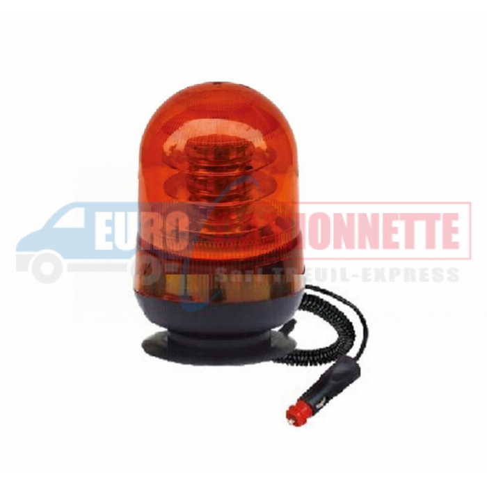 Gyrophare balise LED Orange avec base magnétique pour véhicules 12/24V