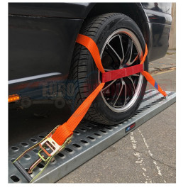 Sangles d'arrimage tour de roue 2 points 3m 50mm 5T dépannage 4x4 panier