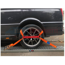 Sangles d'arrimage tour de roue 2 points 3m 50mm 5T dépannage 4x4 panier