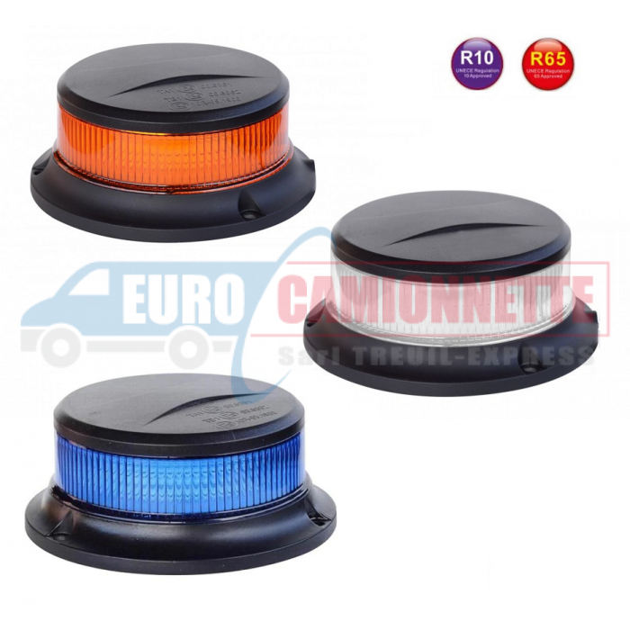 Mini gyrophare LED magnétique effet flash 12/24V