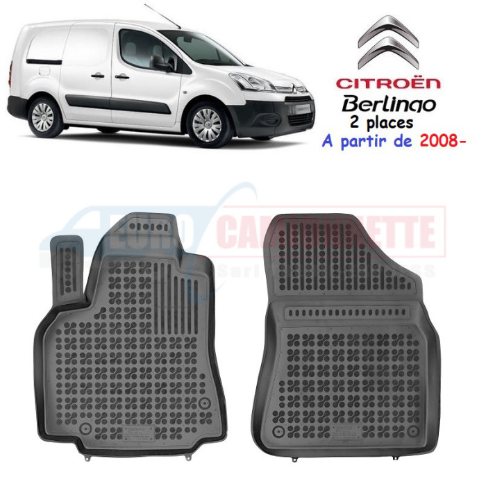 Tapis de sol en caoutchouc noir pour Citroën Berlingo à partir de 2008- 2 places