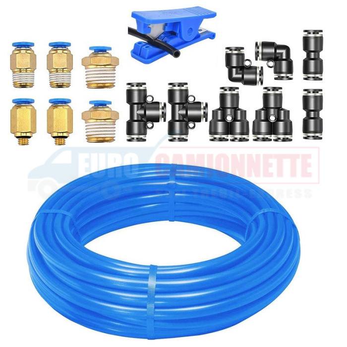 Kit Tuyau Bleu Mm M Avec Raccords Pour Syst Me Pneumatique